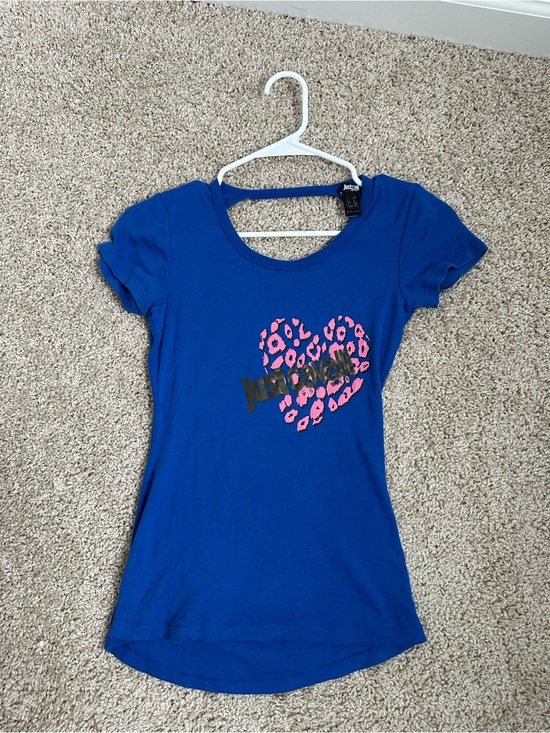 Just Cavalli Tops - Just Cavalli Blue Heart Graphic Tee